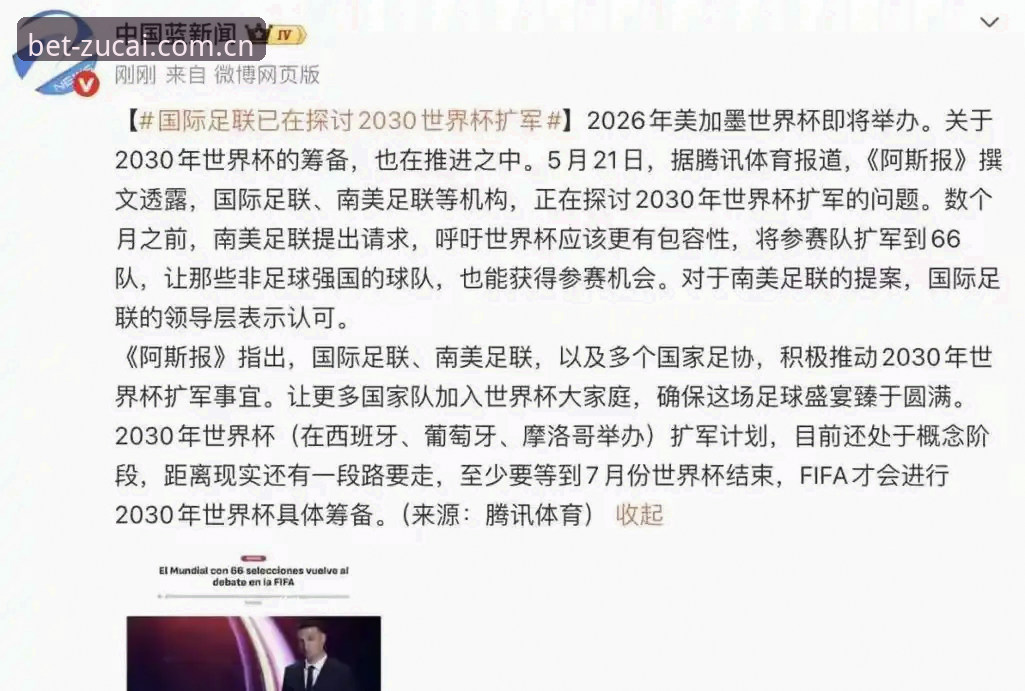 世界杯66队扩军计划全面评测：中国男足迎来历史转折点